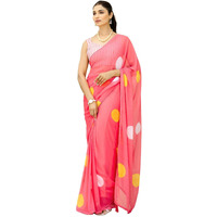 Satrani Women's Georgette Printed Ready To Wear One Minute Pre Stitched Saree With Unstitched Blouse Piece (57Rs107N_Blush Pink)