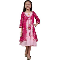 Pspeaches Girl's Georgette A-Line Calf Length Dress (Iw-Raniggtseq_Pink