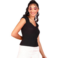 Popwings Casual Crush Design Sweetheart Neck Sleeveless Tops For Women || Latest Stylish Western Tops For Women || Summer Women Top Black