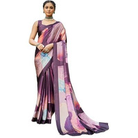 Satrani Women's Satin Printed Saree With Unstitched Blouse Piece (4350S1021N_Wine)