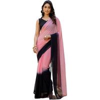 Satrani Women's Georgette Padding Dyed Reday To Wear Saree With Unstitched Blouse Piece (52Rs177_Baby Pink)
