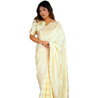 Satrani Women's Silk Weaving Saree With Unstitched Blouse Piece (4612S6953N_Cream)