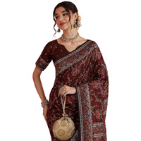Satrani Women's Silk Weaving Banarasi Saree With Unstitched Blouse Piece (4734S791N_Maroon5)