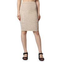 Popwings Casual Solid Crush Design Pencil Skirt For Women || Knee-Length Pencil Skirt For Women || Latest Stylish Women Skirt For Summer Cream