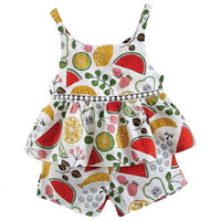 Pujia Mills Baby Girl Sleeveless Fruit Printed Top And Short Set For Kids (Bgd 75-1-2) White
