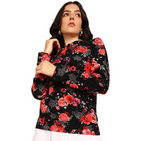 Popwings Women Casual Multicolor Floral Printed Hooded Pocket Sweatshirt | Winter Wear | Trendy Women's Sweatshirts