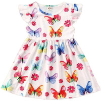 Pujia Mills Baby Outfits Girls Toddler Princess Butterfly Print Skirt Dress (Bgd 32-5-6) White