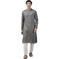 See Designs Grey & White Regular Fit Self Pattern Kurta Set_Sdkt105101Xs