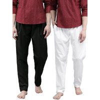 See Designs Men White & Black Solid Pure Cotton Men's Pyjama (Pack Of 2)_Sdcbpj160Xl