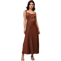 Purvaja Womens Cowl Neck Silk Blend Maxi Dress (Floe-114-S_Brown)