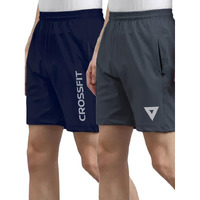 Selvia Men's Knitted Lycra Full Elastic Active Stretchable Shorts Combo Pack Of 2 (566Tk7743N-S_566Tk7745N-S_Blue | Dark Grey)