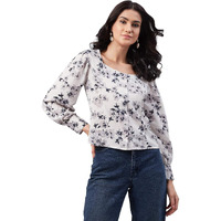 Rare Women's Floral Regular Shirt (Ep6020_Off White Medium)