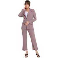 Selvia Co-Ord Set For Women|Collared Neck Co-Ord Set For Women| Blazer And Trouser|Solid Co-Ord Set|Coat And Pant|2 Piece|Formal Co-Ord Set For Women| Lycra Co-Ord Set (634Ctk11255N-S_Mauve)
