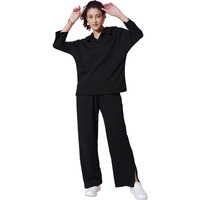 Selvia Women's Co-Ords Set|Lycra Oversized Top & Trouser Set|Casual Co-Ords Set For Women|Two Piece Co-Ord Set|Office Wear Co-Ords Set(710Ctk11695N-Xl_Black)