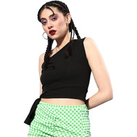 Rare Women Casual Black Colour One Shoulder Solid Fitted Top