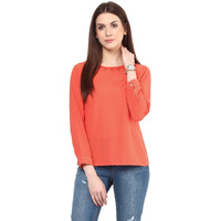 Rare Coral Orange Georgette Top With Embellished Detail (Ep1601-S)