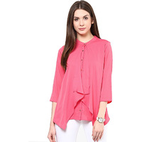 Rare Pink Georgette Layered Top With Cut-Out Detail (Ep1602-M)