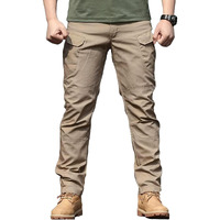 Shasmi Khakhi Mens Durable Comfy, Solid Color, Drawstring Waist, Casual Style, Breathable Fabric, Outdoor, Utility Multi-Pocket Design Cargo Trousers Pants For Men (Mcargo 152 Khakhi-38)