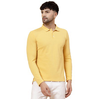 Rigo Full Sleeve Casual Wear Solid Polo T-Shirts For Men | Slim Fit Collar T-Shirts For Men Yellow