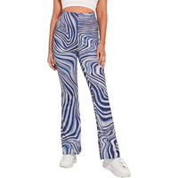 Shasmi Women's & Girls Sky Blue Leriya Stripe Print Dress Pants Stretchy Work Slacks Business Casual Office Bell-Bottom/Boot-Cut Elastic Waist Regular Fit Trouser Pant (Leriya Pant 77 Sky Blue Xl)