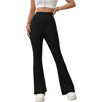 Shasmi Women's Skinny Business Casual Boot-Cut Regular Fit Trouser Plazzo Pant_Z Black