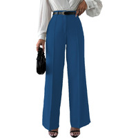 Shasmi Women's Solid Morpeach Color High Waist, Wide Straight-Leg Loose Fit, Front Button Closure, Simple Daily Casual Long Pants With Pockets (Without Belt) (Trouser 171 Morpeach-M)