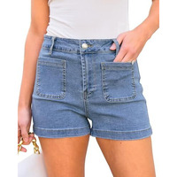 Shasmi Girl's & Women's Light Blue Casual Summer Denim 2025 Fashion Shorts Mid Waisted Ripped Jean Shorts With Pockets, Vintage Wash, Straight Cut, (Short 238 Light Blue-Xs)