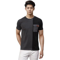 Rigo Printed Men T-Shirt | Dark Grey Black Cut & Sew T-Shirt | Round Neck Cotton Half Sleeve T-Shirt | Printed Cotton Blend Grey T-Shirt (Size-Xl)