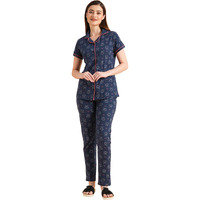Sweet Dreams Women's Cotton Geometric Pajama Set Pack Of 2 (Ocw-3052 Navy 1_2Xl)
