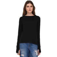 Rigo Full Sleeves Thumbhole Top For Women | Round Neck, Side Slits, Slim Fit Top For Women | Western Tops For Girls | Gym/Sports Wear Tees & Workout Tops