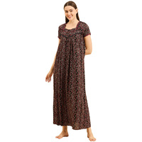 Sweet Dreams Women's Cotton Maxi Night Dress (Ocw-3597 Black 1_Xl)