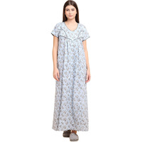 Sweet Dreams Women's Cotton Maxi Night Dress (Ocw-3606 Sky 2_L)