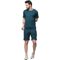 Rigo Cotton Blend Waffle Knit Self Textured Co-Ord Set For Men's Night Suit Set For Men's Lounge-Wear Nightdress Pajama Set For Men's Night Wear, Beach Wear, Vacation Wear Green, Medium