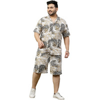 Rigo Men's Rayon Tropical Print Co-Ords Set Pack Of 1 (Set02231007Rs-Xxl_White_2Xl)