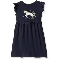 T2F Girl's Cotton A-Line Knee-Length Casual Dress Gls-Drz-06_Navy 2 Years-3 Years