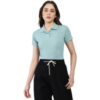 Shasmi Women's & Girl's Rama Green Short Sleeve Top For Women, Tops, T-Shirts For Girls (Top 44 Teal Xs)