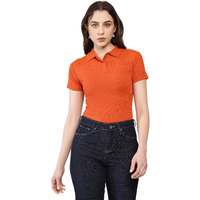 Shasmi Women's & Girl's Rust Orange Short Sleeve Top For Women, Tops, T-Shirts For Girls (Top 44 Rust S)