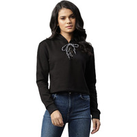 Rigo Fleece Printed Hooded Sweatshirt For Women's | Casual Wear Stylish Huddy Sweatshirts For Women | Full Sleeves Hoodies For Women/Girls Black