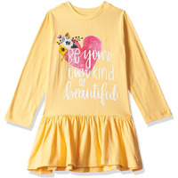 T2F Girl's Cotton A-Line Knee-Length Casual Dress (Gls-Drz-05_Yellow