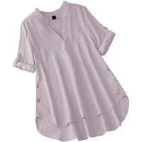 Tadkee Women Linen Solid Regular Fit Tunic Top (Fn-V-Flared-Tunic-137-Purple- Purple Xl)