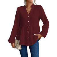 Tadkee Polyester Women Solid Regular Fit Tunic Shirt (Fn-Pop-Top-132-Maroon-L_Maroon