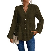 Tadkee Women Polyester Solid Regular Fit Tunic Shirt (Fn-Pop-Top-132-Olive-Xl_Olive