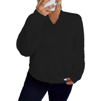 Shasmi Women's Black Polyester Solid Color Long Sleeve Zip Up Bomber Casual Baseball Spring & Autumn Solid Texture Baseball Collar Jacket (Jw 147 Black S)