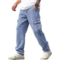 Men Loose Fit Men's Flip Pocket Cargo || Mens Stylish Cotton Loose Fit Denim Cargo Jeans || Multi-Pocket Styling || Perfect For Casual Fashion || Comfortable Classic Men's Outerwear (Mdj-3)