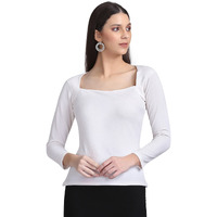 Shasmi Women's Solid Slim Fit T-Shirt (Shree Top 11 White L