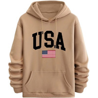 Tagasmen's Hoodie With Usa Print, Kangaroo Pocket And Drawstring Detail || Sweatshirt For Mens || Men Hoodies || Hoodis||(Mh-8015) Brown