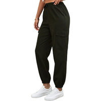 Tagas Women Solid Mid Rise Flap Pocket Side Drawstring Waist Cargo Pants || Cargo Green, 28