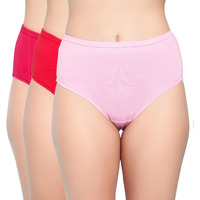 Shasmi Women's Super Combed Cotton Mid Low High Rise Coverage Hipster Full Briefs Breathable With Concealed Waistband Ladies Underwear Panty (Baby Pink Red Pink)(8901 Valentine Assorted-Xl)(Pack Of 3)