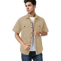 Shienzy Men's Regular Fit Solid Printed Cotton Casual Shirt || Half Sleeve, Double Pocket || Denim Jacket Style Fashionable Western Outfit (1652_Shz_Ck_Xl)