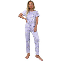 Shienzy Women's Stylish Avacado Printed Night Suit || T-Shirt & Pyjama For Nightwear Set || Casual Lounge & Sleep Wear For Girls (1129Shz_Lprl_Xs) Lilac Purple